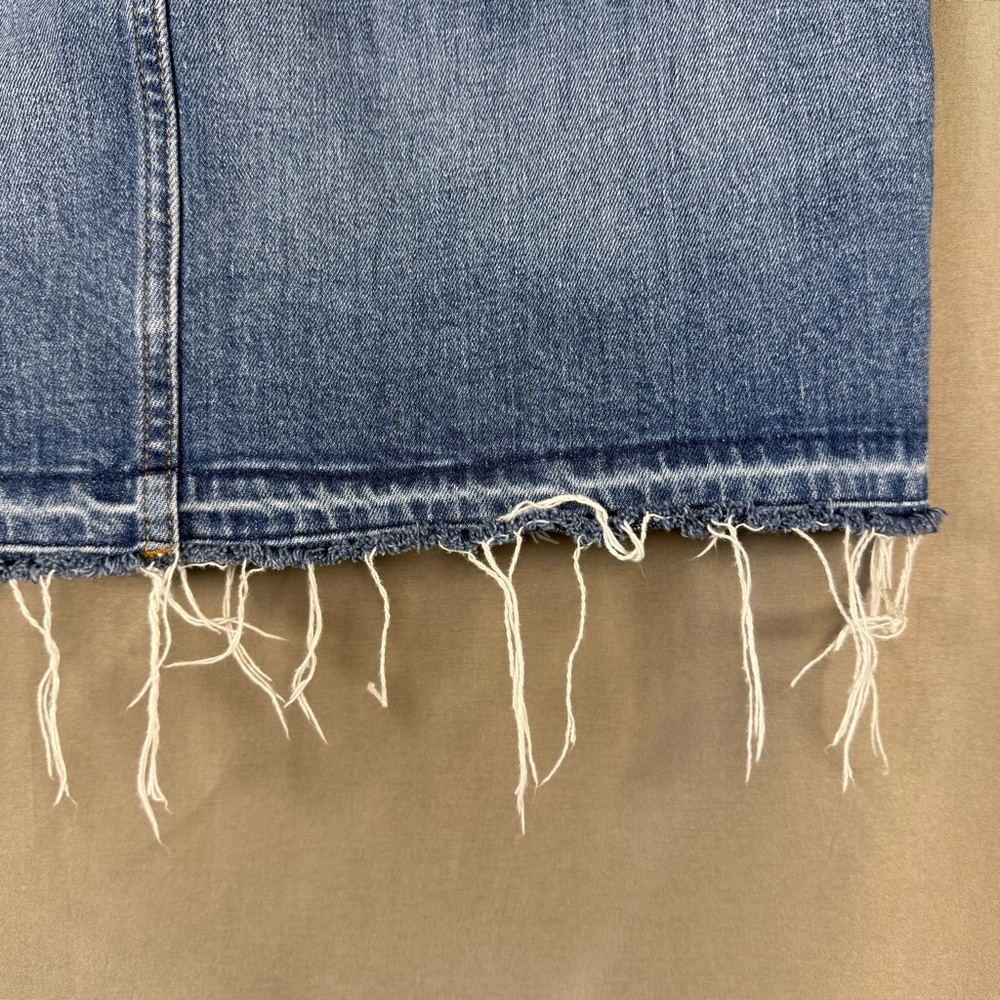 Madewell Denim Frayed Cut Off Jean Skirt Raw Hem Blue Western Grunge 28 - Picture 7 of 9